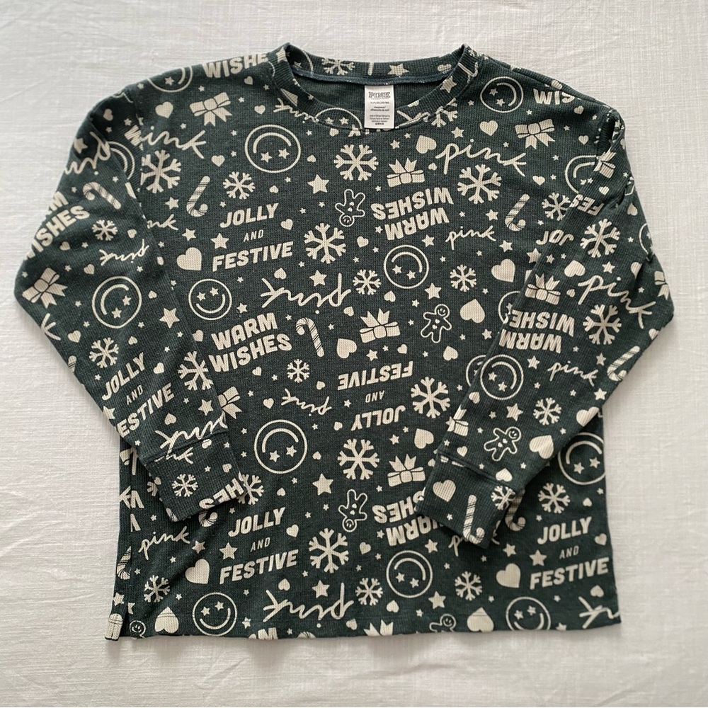 PINK Victoria's Secret Snowflake Graphic Top - Picture 1 of 3